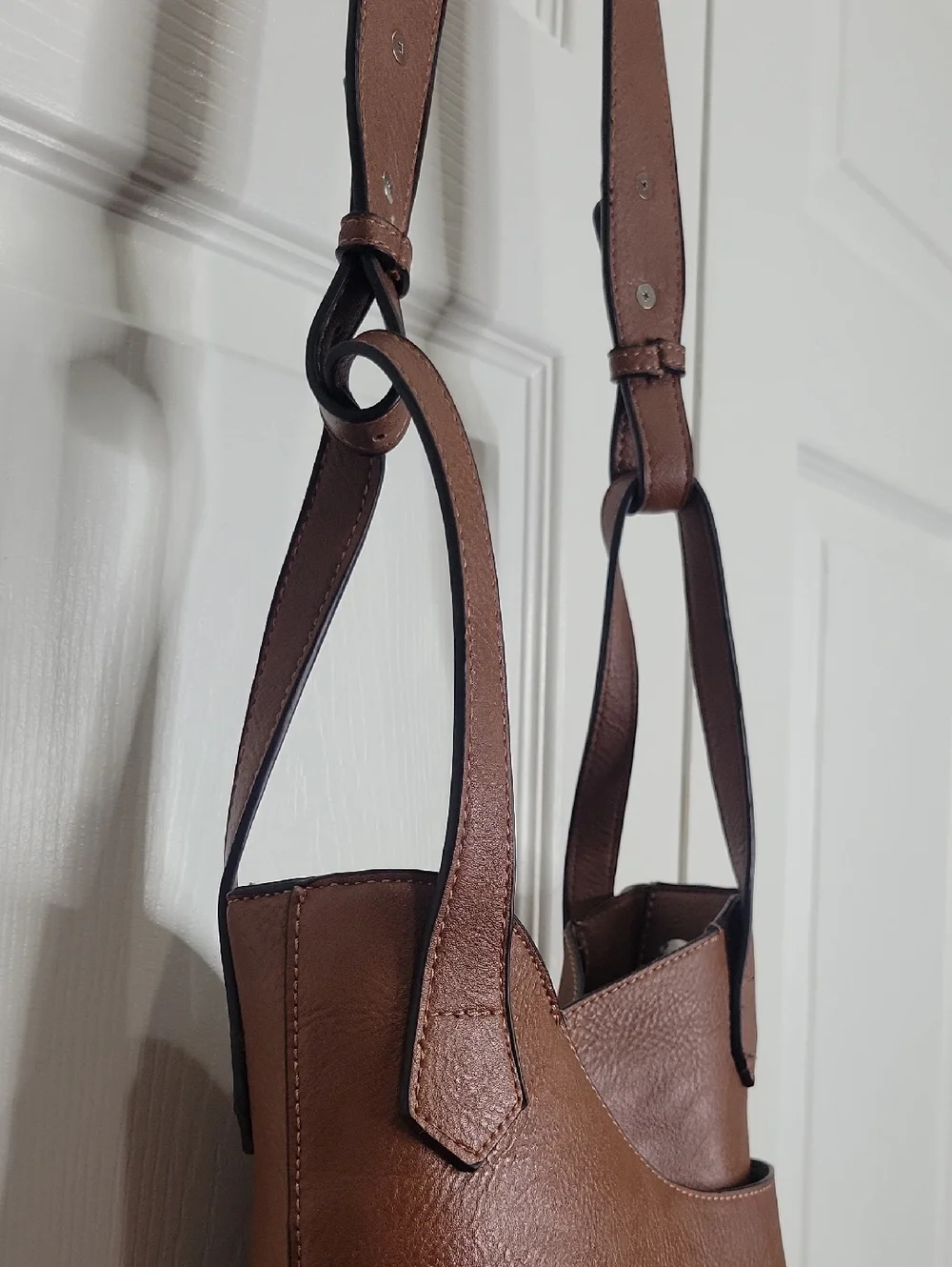 K. Carroll Brown Vegan Leather Bucket Crossbody Bag - Picture 5 of 7